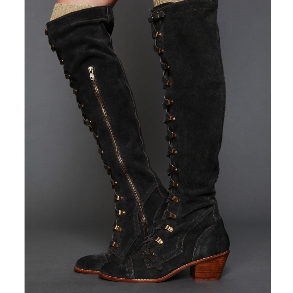 Free People Johnny Boots Charcoal Suede